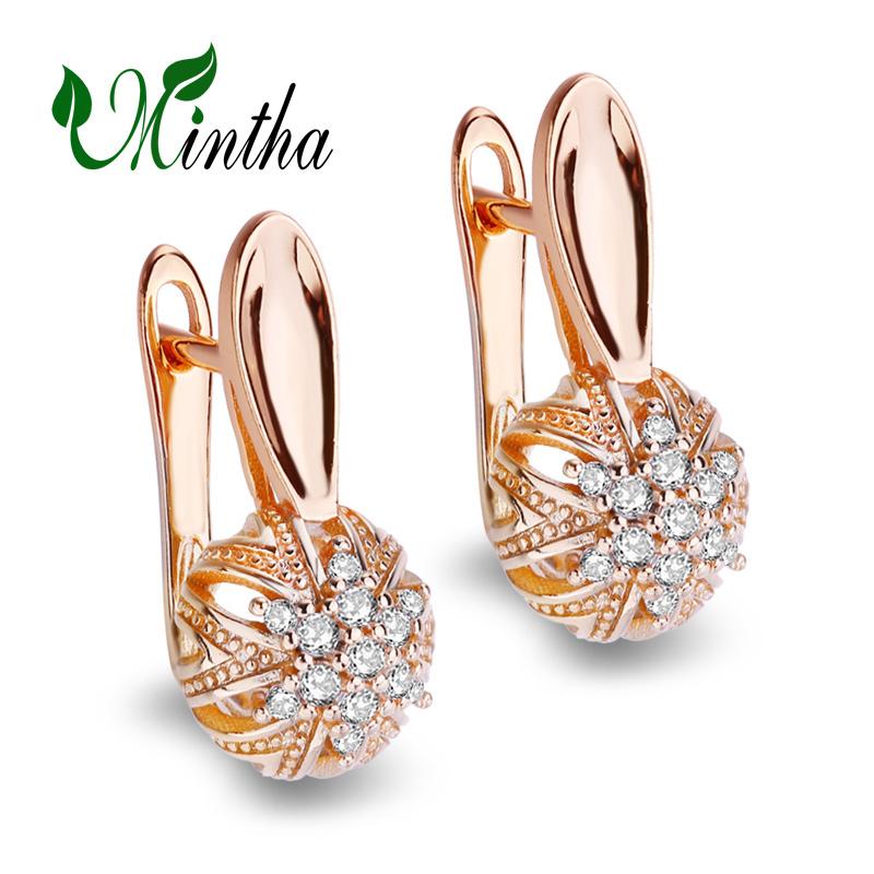 Серьги-клипсы MINTHA, модные серьги цвета розового золота, свадебные повседневные модные украшения, серьги с геометрической формой из кубического циркония для женщин, свадебные серьги с геометрической формой