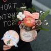 1PC Packaging Decoration Round Cardboard Gift Boxes Small Hug Bucket Flower Box Rose Flower