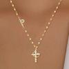 Cross Shape Letter Necklace Women Gold Plated Copper Pendant Versatile Fashion Jewelry