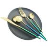 4Pcs Rainbow Gold Dinnerware Cutlery Set Knife Fork Tea Spoon Flatware Tableware Set 18/10 Stainless Steel Kitchen Tableware Set