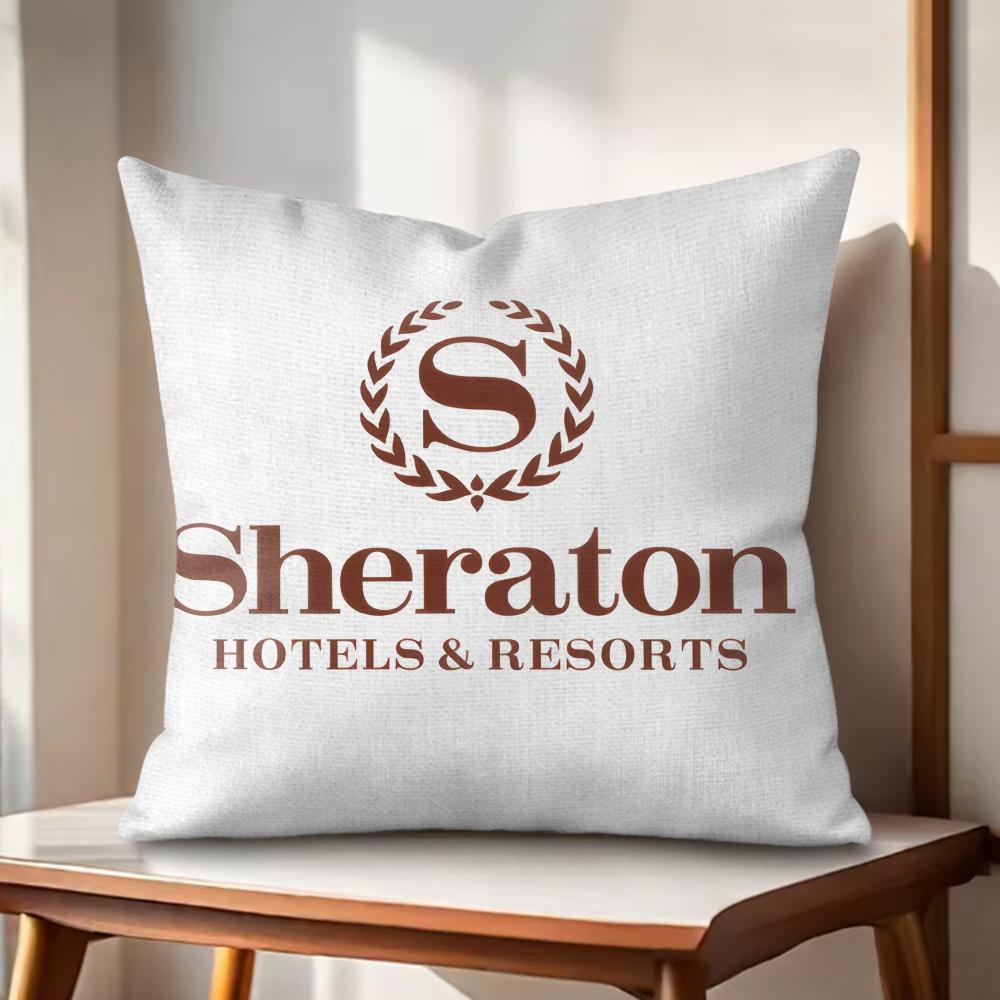Fashion SSheratonS Hotels Cushion Cover Natural Linen Organic Fabric DoubleSided Printing Couch Pillow Covers Home Decor