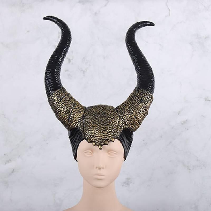 2024 New Golden Maleficent Horns Latex Mask For Halloween Cosplay And Carnival