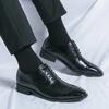 Luxury Brown Men's Business Leather British Style Brogue Shoes Wedding Office Oxford Shoes Black Lace-up Shoes 2024