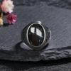 Винтажное кольцо из стерлингового серебра 925 пробы с черным ониксом, овальной формы, натуральный камень, сертифицированное ювелирное изделие, ретро серебряные кольца для женщин и мужчин