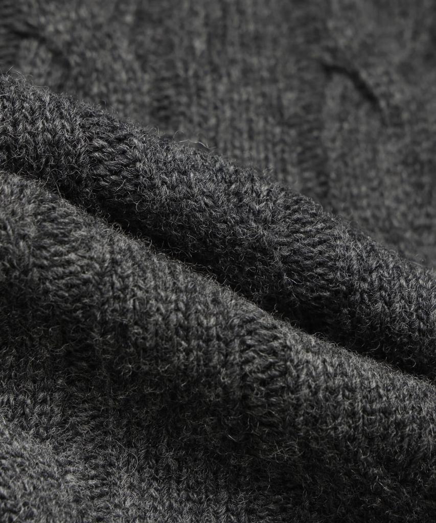 Brooks Brothers Windproof Wool Cable Zip-Up Sweater (Charcoal) (Bbwcmbf406)
