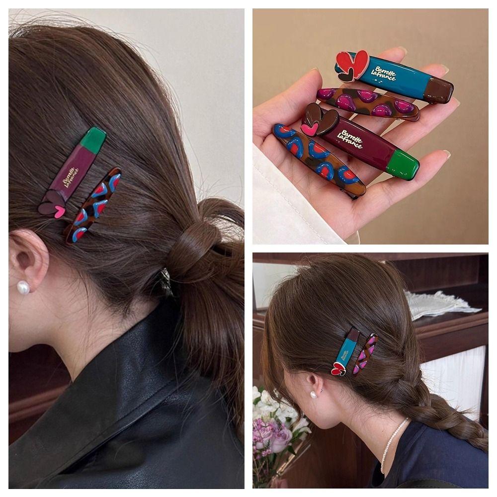 2pcs/set Duckbill Clip Hairpins Bangs Clip Makeup Hair Clips Creative Love Hairpin Set Kids