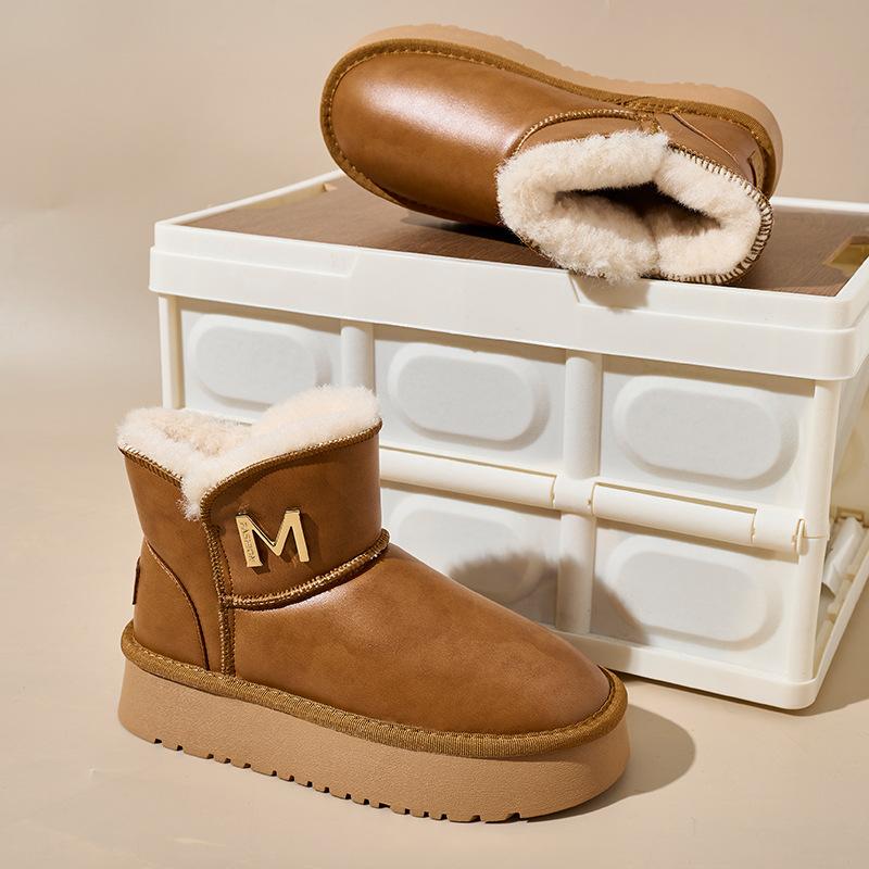 Зимние ботинки на толстой платформе для женщин, водонепроницаемые, с плюшевой флисовой подкладкой, короткие ботинки, женские теплые нескользящие ботинки с подкладкой из искусственного меха