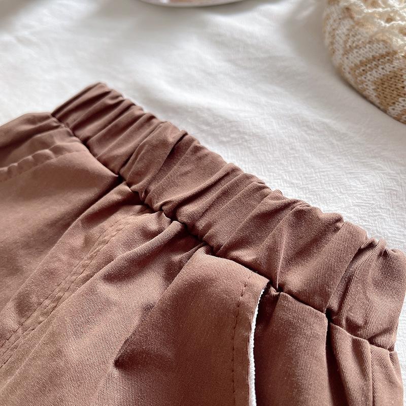 Детский модный мультяшный полосатый комплект с короткими рукавами и шортами, пляжный повседневный весенне-летний костюм для мальчиков, майка без рукавов + шорты