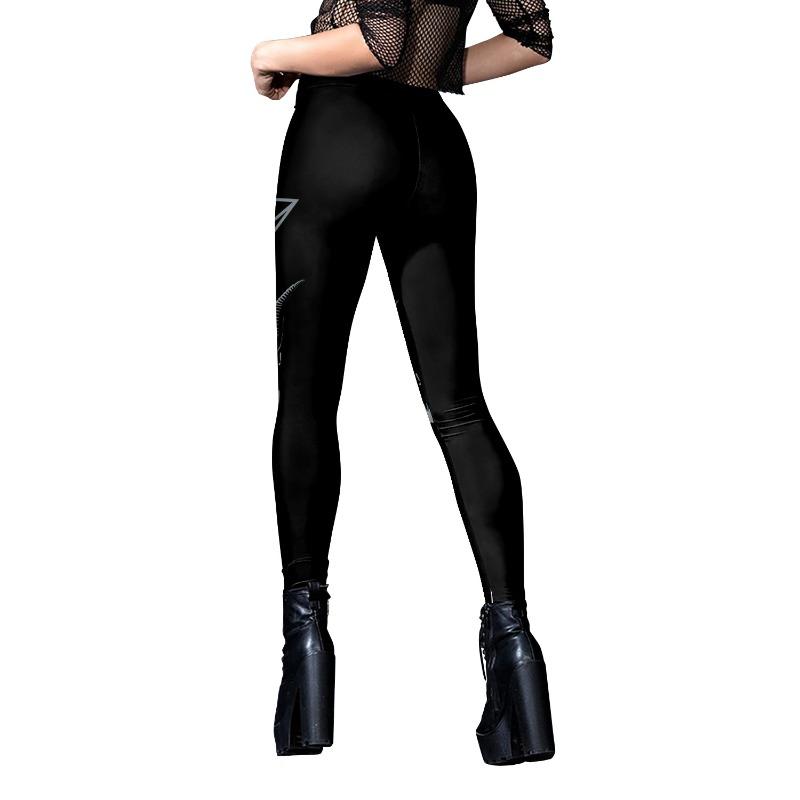 Новая женская одежда Дьявольский готический принт Йога Скинни Фитнес Панк Леггинсы Женские
