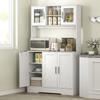 Kitchen Cabinet Scandinavian Design 4 Cabinets Adjustable Shelves Glass Doors Open Space Particle Board MDF White