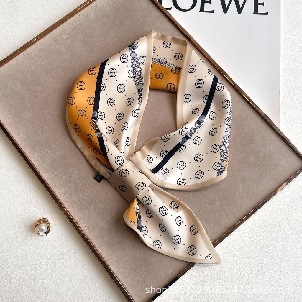 Silk Scarf Small Long Square Scarf Women'S High-End Neck Protection Scarf Professional Matching Shirt Scarf