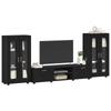 TV Cabinet Set with Drawers FLORIN 3 pcs Black Engineered Wood