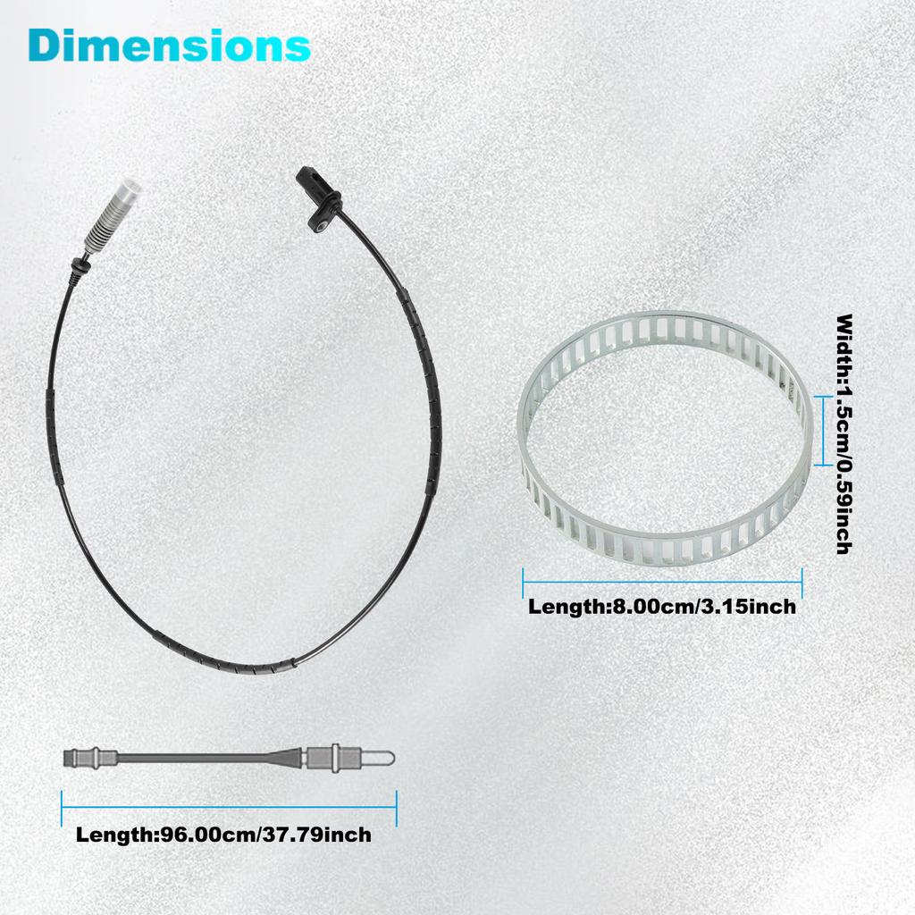 2Pcs Rear RH & LH Wheel ABS Speed Sensor and ABS Ring For BMW 1/3 Series E81 E82 E87 E88 E90 E91 34526762466 Brake ABS Sensor
