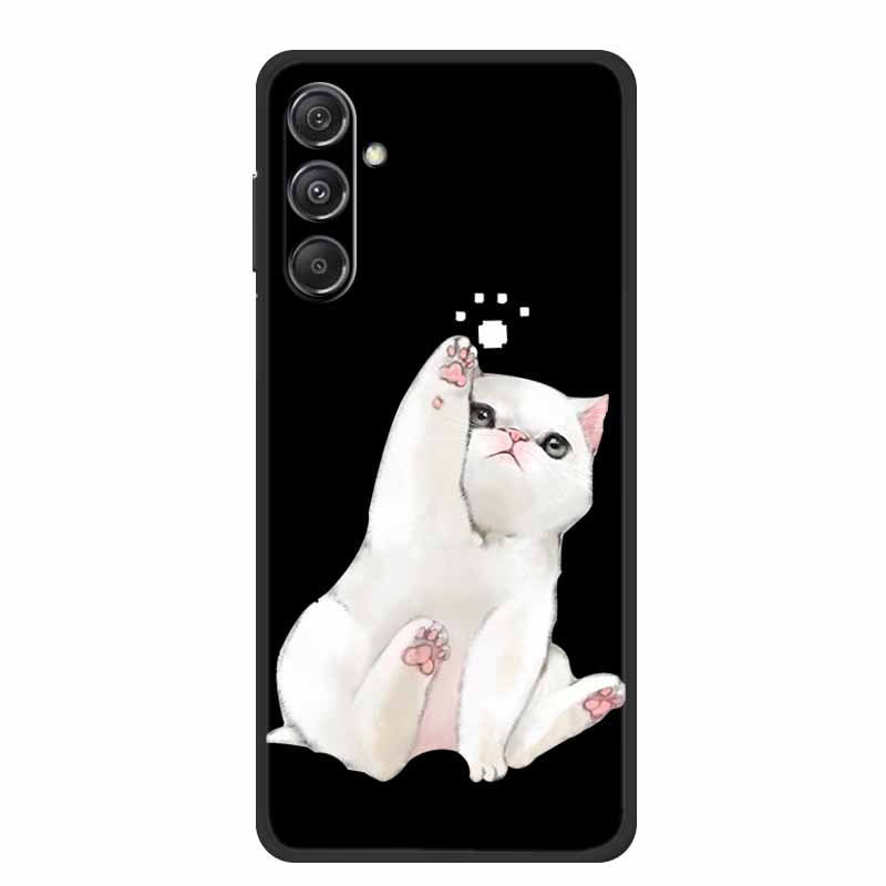 Чехол для Samsung Galaxy M36 A17 5G Цветок Черный Силикон Мягкая Задняя Крышка Для Samsung Galaxy S25 FE Plus Чехол для Телефона Coque Мультяшный