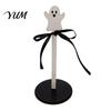 Wooden Kitchen Roll Stand Halloween Paper Towel Holder, Ghost/Pumpkin/Witch's Hat/Bat Decor, Vertical Holder Durable Wood Standing Reel for Countertop