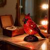 Yousheng Red Bird Table Lamp Stained Glass Style Bedside Bird Lamp Handcrafted Red Bird Night Light for Home Decor Bedroom Desk Christmas Gift