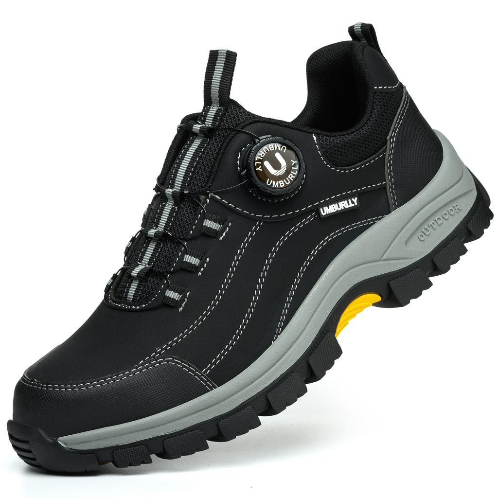 Men's Steel-Toed Safety Shoes With Anti-Crush, Anti-Puncture And Anti-Slip Soles, Fashionable Button Industrial Work Shoes