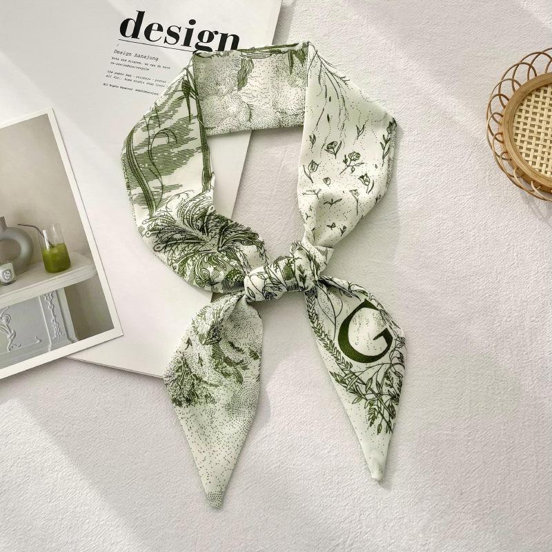 Long Silk Scarf Atmosphere New Thin Narrow Tie Bag Gift Strap Headband Small Tie