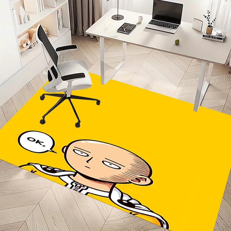 1pc One-Punch Man Saitama Print Area Rug - Soft, Washable Non-Slip Indoor Mat, Living Room, Home Office Decorative Rug,Office Decorative