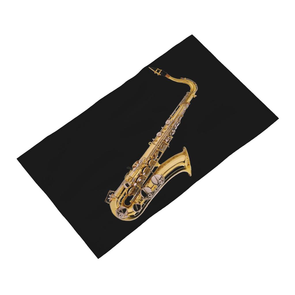 Saxophonist Saxophone Pattern Black Soft Face Towel Quick Dry Pool Bath Cotton Towels Breathable