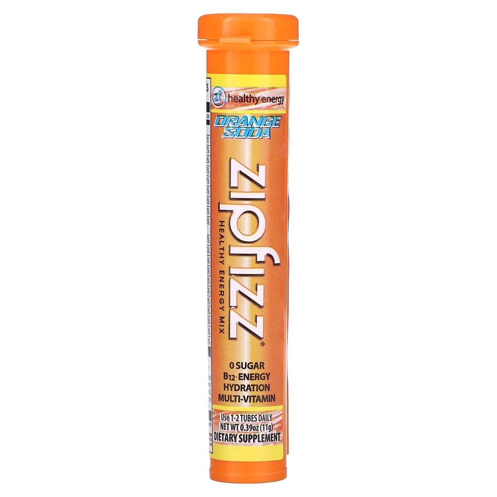 Zipfizz Energy Drink Mix, Orange Soda, 20 Tubes, 0.39 Oz (11 G) Each