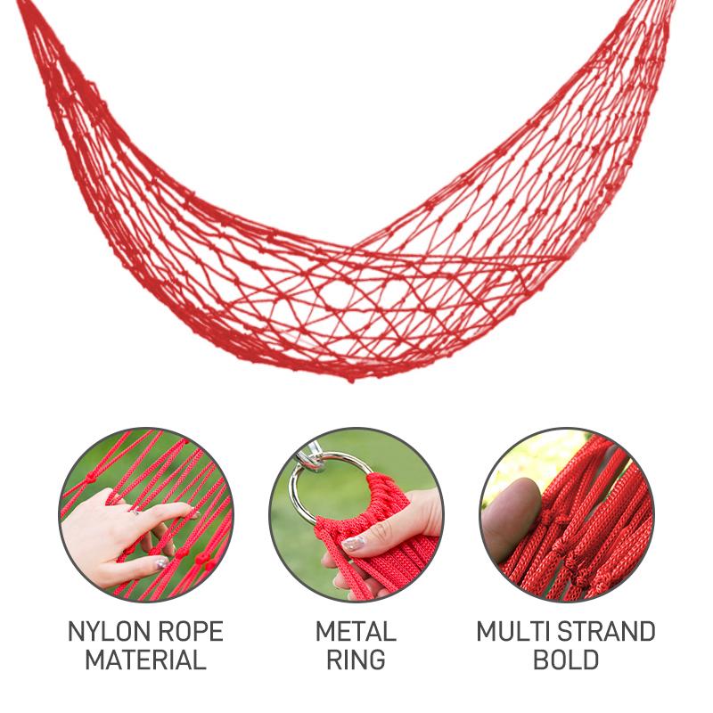 Outdoor Sport Hammock Outdoor Sport Single Camping Hammock Net Mesh Nylon Rope with Hooks for Garden Beach Yard Travel