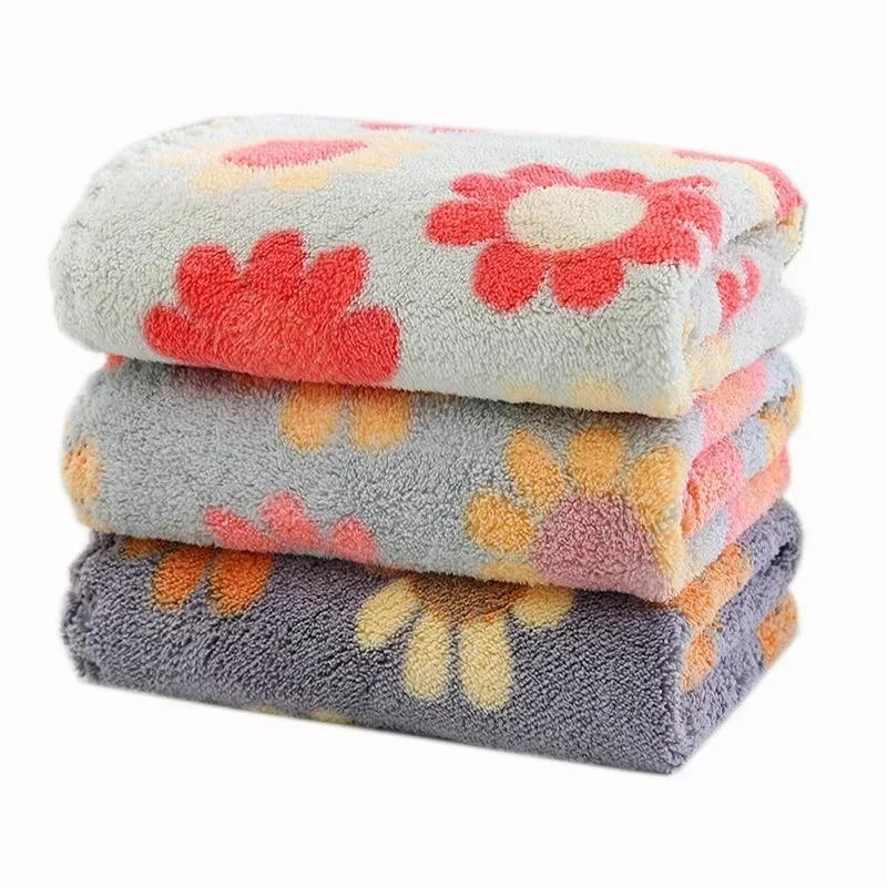 10pcs Kitchen Cleaning Cloths Soft Absorbent Dishcloth Coral Fleece Sunflower Wiping Towel Rags Household Cleaning Cloth 30X30CM