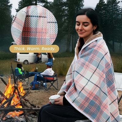 Плюшевый носимый плед, теплое пончо-накидка с пуговицами, накидка-плед без рукавов, клетчатый дизайн