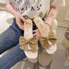 High Heels Women's New Square Head Temperament Bow Low Heel One-word Drag Small Fragrant Style Outer Slippers In Summer 2025