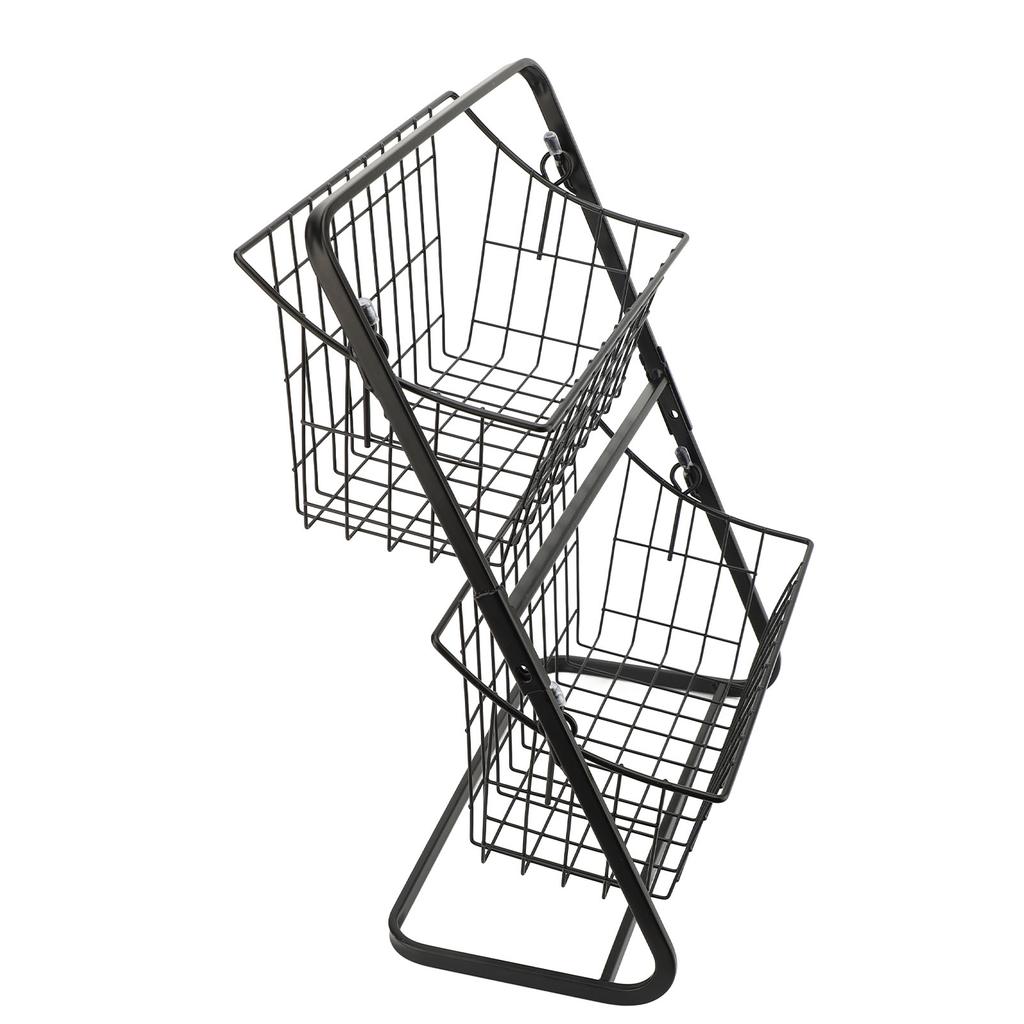 Кухонная корзина для хранения фруктов Многоцелевая сетчатая из углеродистой стали Полая конструкция 2-ярусная корзина-чаша для фруктов для кухонной столешницы