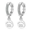 925 Sterling Silver Round Disc Letters Hoop Earrings Sparkling Cubic Zircon Earring For Women Gifts New Arrivals S-E1079