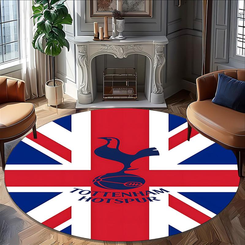 1pc T-Tottenham Hotspur Carpet, Round Rug, Comfortable, Suitable for Entryways, Living Rooms, Office, And Bedrooms, Christmas Decoration