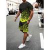 2025 Urban Street Trend Men's Suit Summer Casual Short Sleeve Shorts 2 Pieces Unique Geometric Print Outdoor Casual