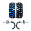 [M8814] - Silver Half Hoop Earrings 'Sissi' Blue (15x9 Mm) Rhodium-plated - 15x9 Mm