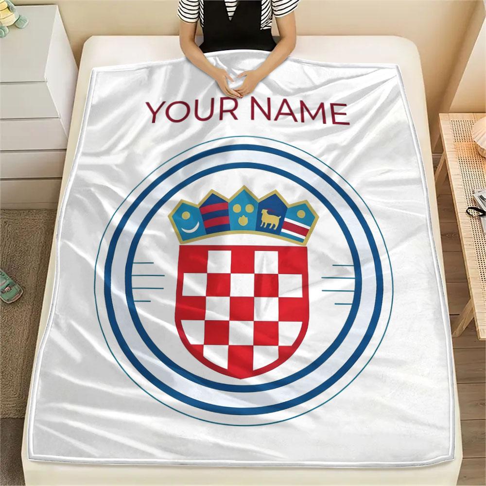 Custom Name,Croatia Printed Flannel Blanket, soft throw for bedroom sofa, washable, Christmas present, great gift.