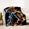 "Neon Anime Adventure: Luffy's Fire Emblem T-Shirt"Blanket Flannel Throw Blanket for Sofa, Bed, Travel, Camping, Office, Couch, Chair, And B