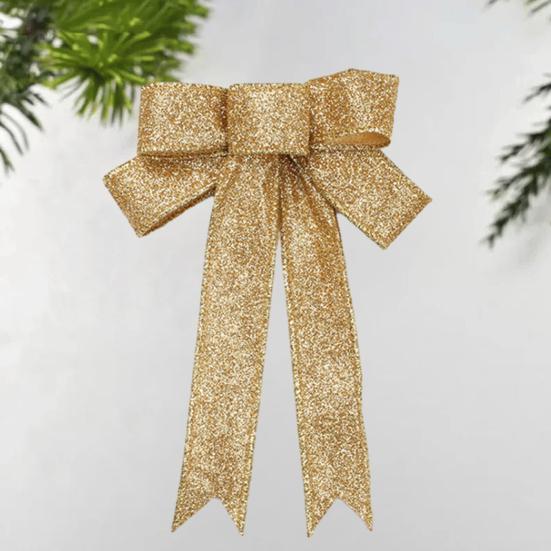 Рождественский бант Yousheng, двухслойный, блестящий, праздничный, многоразовый, елочный декор, легкий, для новогодней вечеринки, большой рождественский бант