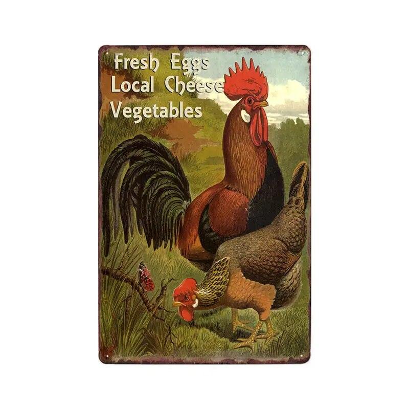 Chicken Plaque Sign Vintage Metal Tin Signs Wall Poster Decals Plate Painting Bar Farm Home Decor Wall Art 30*20 Cm