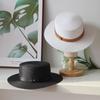 Flat top straw hat women's summer simple British sun hat versatile fashion trendy eaves casual top hat