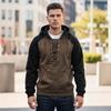 Men S Hooded Sweatshirt Pullover Winter Color Block Casual Outerwear