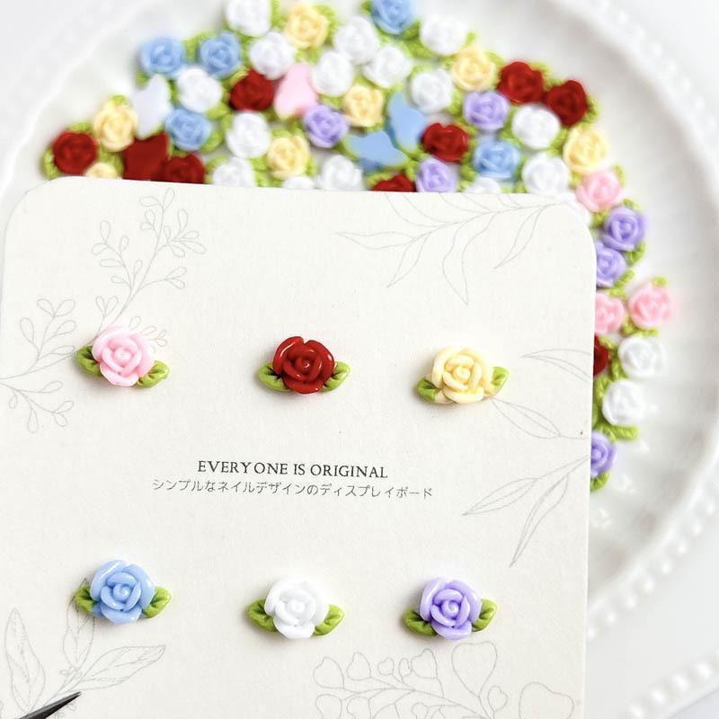 New Resin Luminous Mini Leaf Rose Nail Art Accessories Handmade DIY Earrings Wearable Nail Decorations
