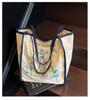 2025 Autumn Embroidered Nylon Tote: Large Capacity Fashion Shoulder Bag for Shopping & Commuting