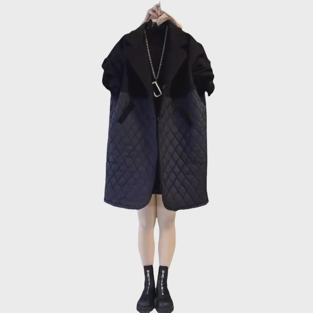 Европейская ретро-стеганая шерстяная куртка средней длины