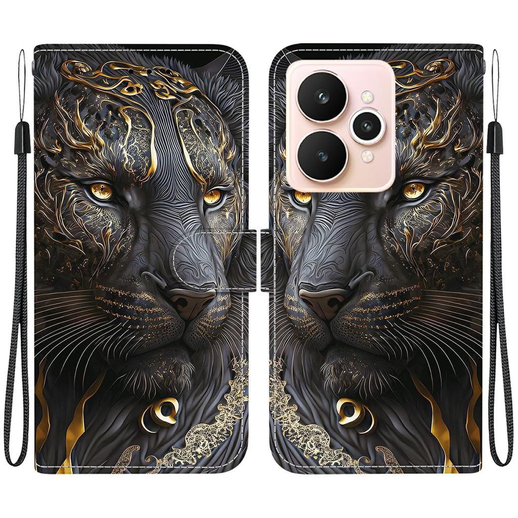 For Realme 15 Pro 5G/15 5G Leather Case Stand Wallet Pattern Printing Phone Cover with Wrist Strap