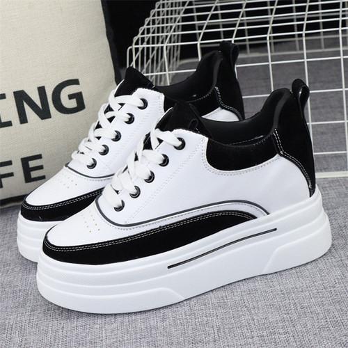 Fashion Thick-soled Pink Sneakers Shoes Women's Spring Lace-up Slim Inner Heightening Shoes 2024 New Casual Sports Shoes Board Shoes