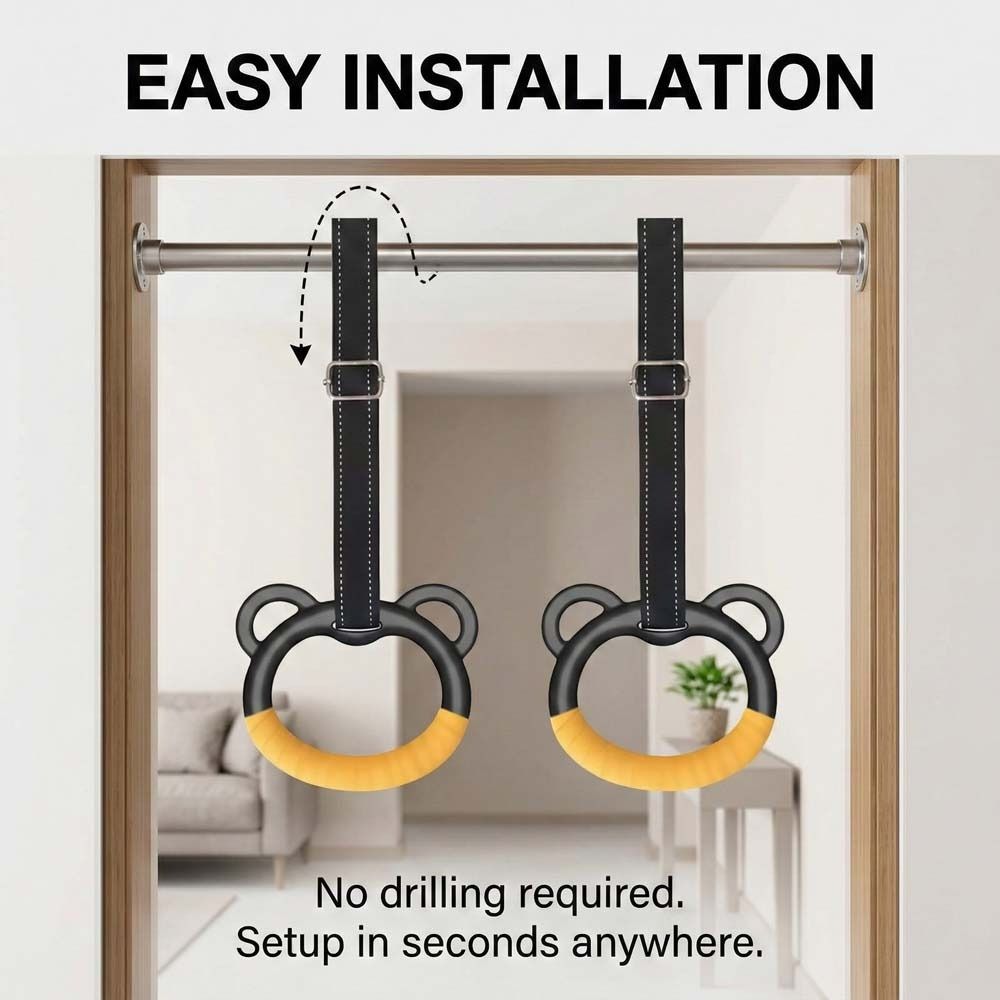Non-Slip Pull Up Bar With Straps Fitness Exercise Ring Gymnastic Rings Gymnastics Practice