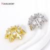 Gold Plated Brass Tree Leaf Bead Caps For Jewelry Making,Inlaid Zircon Flower Beads Cap,Caps For Bracelet,DIY Accessories