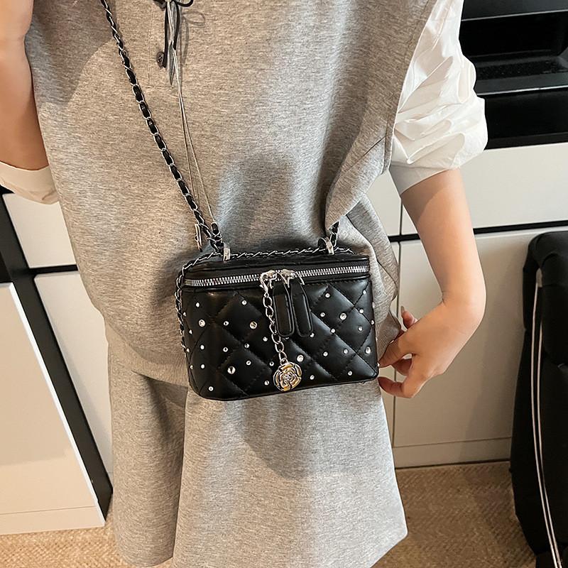 IELGY Diamond Chain Diamond Small Square Bag All-Match Shoulder Messenger Bag