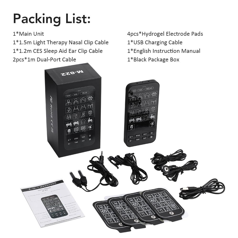4 In 1 Tens Muscle Stimulator with CES Sleep Aid Electric EMS Acupuncture Body Massage Infrared Nasal Relieve Rhinitis Insomnia