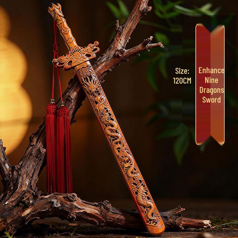 Hand-carved Feicheng Peach Wood Sword Ornament